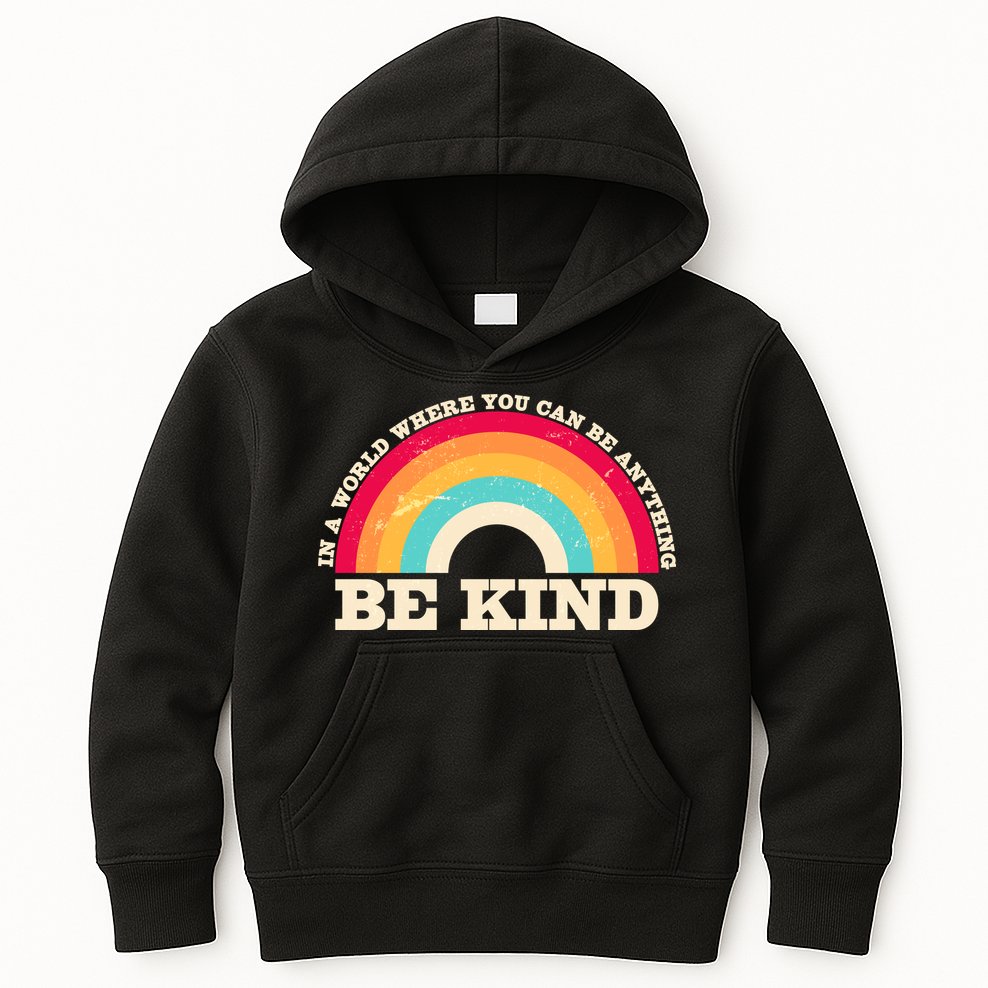 Vintage Retro Rainbow Be Kind Kids Hoodie