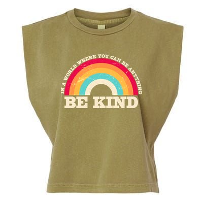 Vintage Retro Rainbow Be Kind Garment-Dyed Women's Muscle Tee