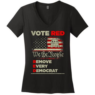 Vote Red Remove Every Democrat Red Wave Republican GOP Women's V-Neck T-Shirt