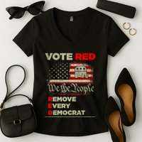 Vote Red Remove Every Democrat Red Wave Republican GOP Women's V-Neck T-Shirt
