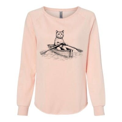 Vintage Retro Rowing Cat Kitten Lover Womens California Wash Sweatshirt