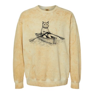 Vintage Retro Rowing Cat Kitten Lover Colorblast Crewneck Sweatshirt