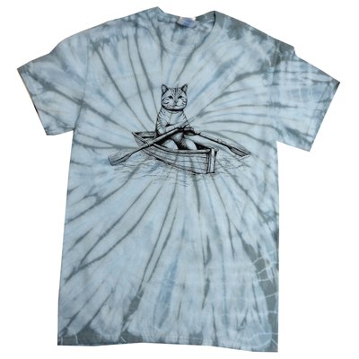 Vintage Retro Rowing Cat Kitten Lover Tie-Dye T-Shirt