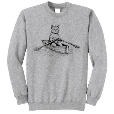 Vintage Retro Rowing Cat Kitten Lover Tall Sweatshirt