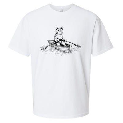 Vintage Retro Rowing Cat Kitten Lover Sueded Cloud Jersey T-Shirt