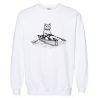 Vintage Retro Rowing Cat Kitten Lover Garment-Dyed Sweatshirt