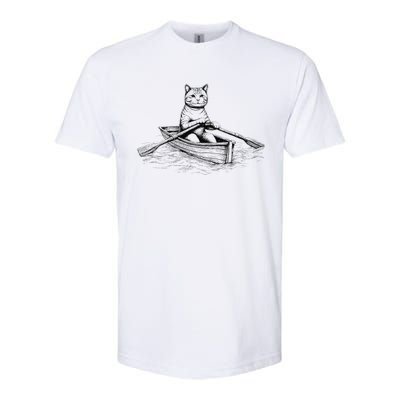 Vintage Retro Rowing Cat Kitten Lover Softstyle CVC T-Shirt