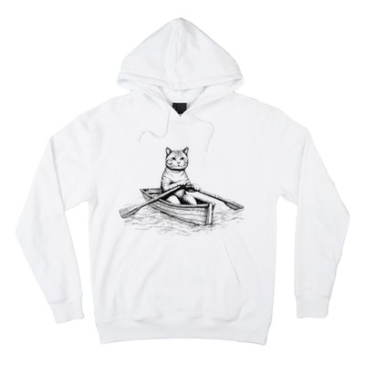 Vintage Retro Rowing Cat Kitten Lover Hoodie