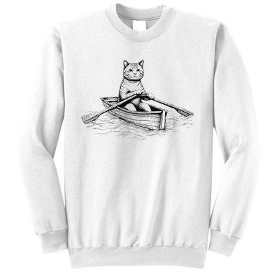 Vintage Retro Rowing Cat Kitten Lover Sweatshirt