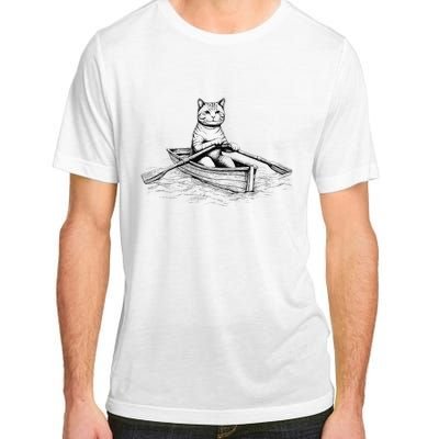 Vintage Retro Rowing Cat Kitten Lover Adult ChromaSoft Performance T-Shirt