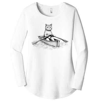 Vintage Retro Rowing Cat Kitten Lover Women's Perfect Tri Tunic Long Sleeve Shirt