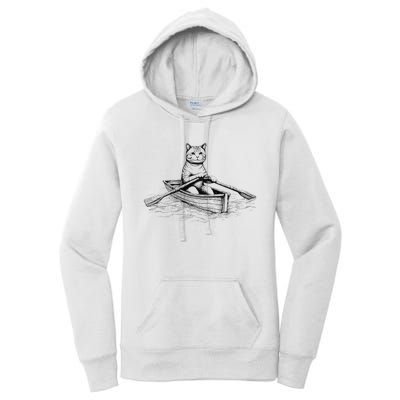 Vintage Retro Rowing Cat Kitten Lover Women's Pullover Hoodie