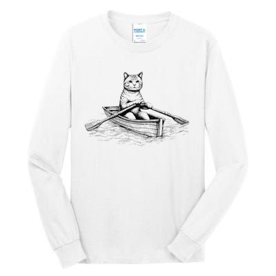 Vintage Retro Rowing Cat Kitten Lover Tall Long Sleeve T-Shirt