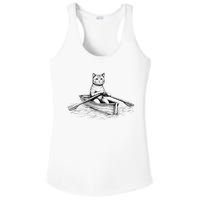 Vintage Retro Rowing Cat Kitten Lover Ladies PosiCharge Competitor Racerback Tank