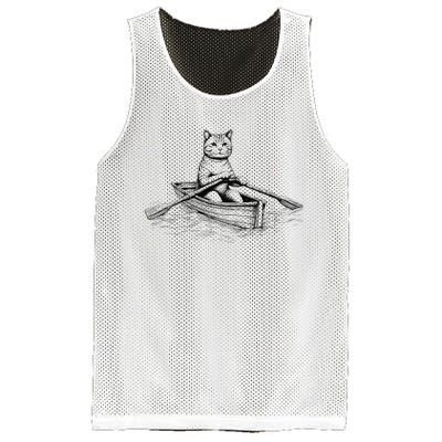 Vintage Retro Rowing Cat Kitten Lover Mesh Reversible Basketball Jersey Tank