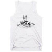 Vintage Retro Rowing Cat Kitten Lover Tank Top