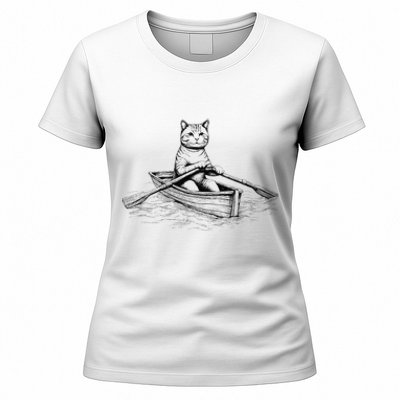 Vintage Retro Rowing Cat Kitten Lover Women's T-Shirt