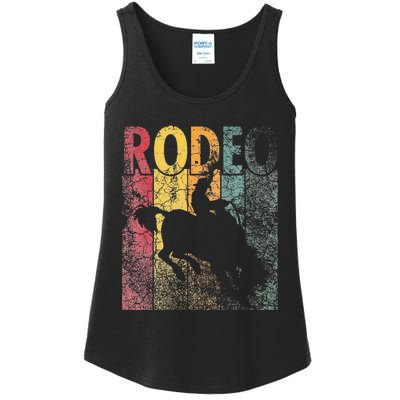 Vintage Rodeo Retro Style Cow Horse Riding Ladies Essential Tank