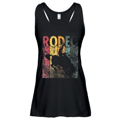 Vintage Rodeo Retro Style Cow Horse Riding Ladies Essential Flowy Tank