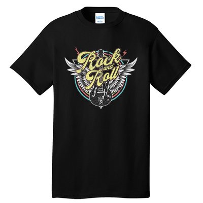 Vintage Retro Rock & Roll Guitar Wings Music Tall T-Shirt