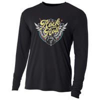 Vintage Retro Rock & Roll Guitar Wings Music Cooling Performance Long Sleeve Crew