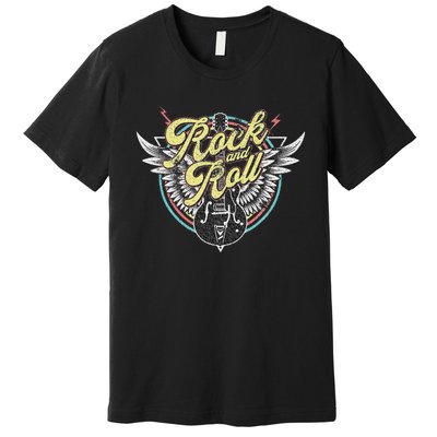 Vintage Retro Rock & Roll Guitar Wings Music Premium T-Shirt