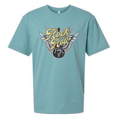 Vintage Retro Rock & Roll Guitar Wings Music Sueded Cloud Jersey T-Shirt