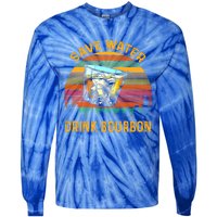 Vintage Retro Save Water Bourbon Gift Tie-Dye Long Sleeve Shirt