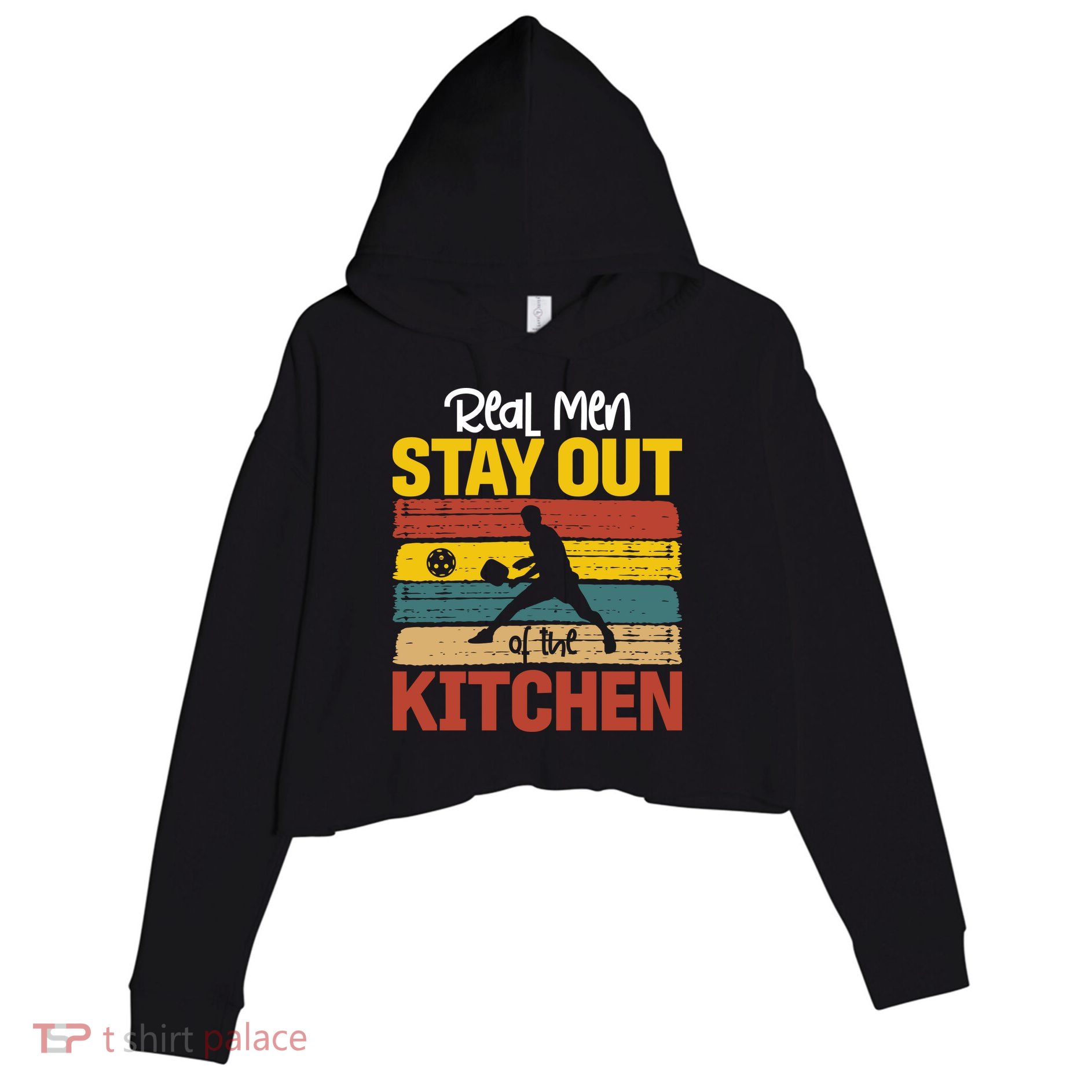 Vintage Real Stay Out Of The Kitchen Pickleball Gift Crop Fleece Hoodie