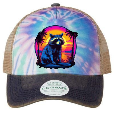 Vintage Retrowave Synthwave 80s Vaporwave Raccoon Legacy Tie Dye Trucker Hat