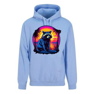 Vintage Retrowave Synthwave 80s Vaporwave Raccoon Unisex Surf Hoodie