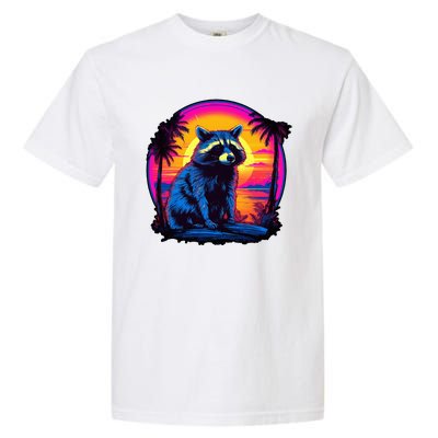 Vintage Retrowave Synthwave 80s Vaporwave Raccoon Garment-Dyed Heavyweight T-Shirt