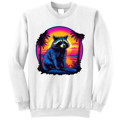 Vintage Retrowave Synthwave 80s Vaporwave Raccoon Sweatshirt