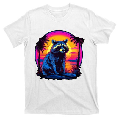 Vintage Retrowave Synthwave 80s Vaporwave Raccoon T-Shirt