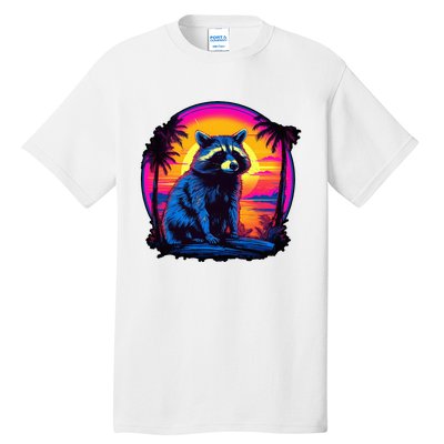 Vintage Retrowave Synthwave 80s Vaporwave Raccoon Tall T-Shirt