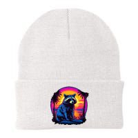 Vintage Retrowave Synthwave 80s Vaporwave Raccoon Knit Cap Winter Beanie