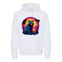 Vintage Retrowave Synthwave 80s Vaporwave Raccoon Premium Hoodie