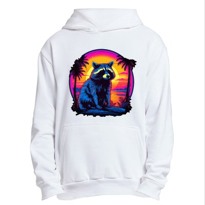 Vintage Retrowave Synthwave 80s Vaporwave Raccoon Urban Pullover Hoodie