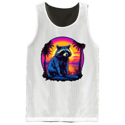 Vintage Retrowave Synthwave 80s Vaporwave Raccoon Mesh Reversible Basketball Jersey Tank