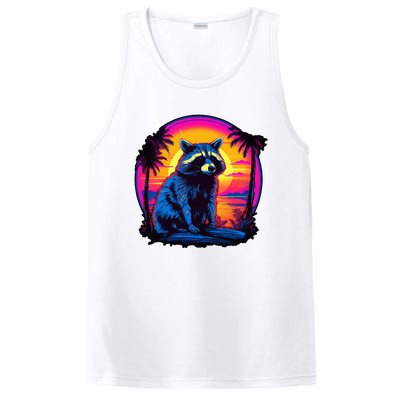 Vintage Retrowave Synthwave 80s Vaporwave Raccoon PosiCharge Competitor Tank