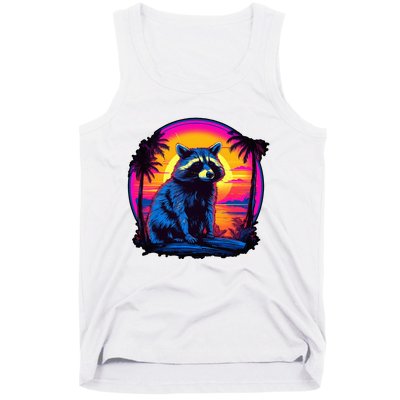 Vintage Retrowave Synthwave 80s Vaporwave Raccoon Tank Top