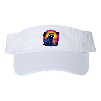 Vintage Retrowave Synthwave 80s Vaporwave Raccoon Valucap Bio-Washed Visor