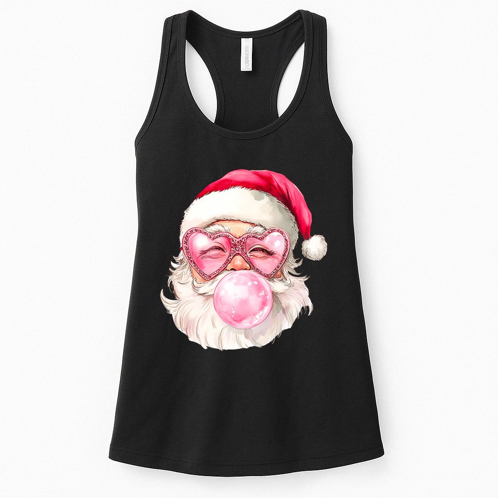 Vintage Retro Santa Christmas Bubble Gum Womens Tank Top