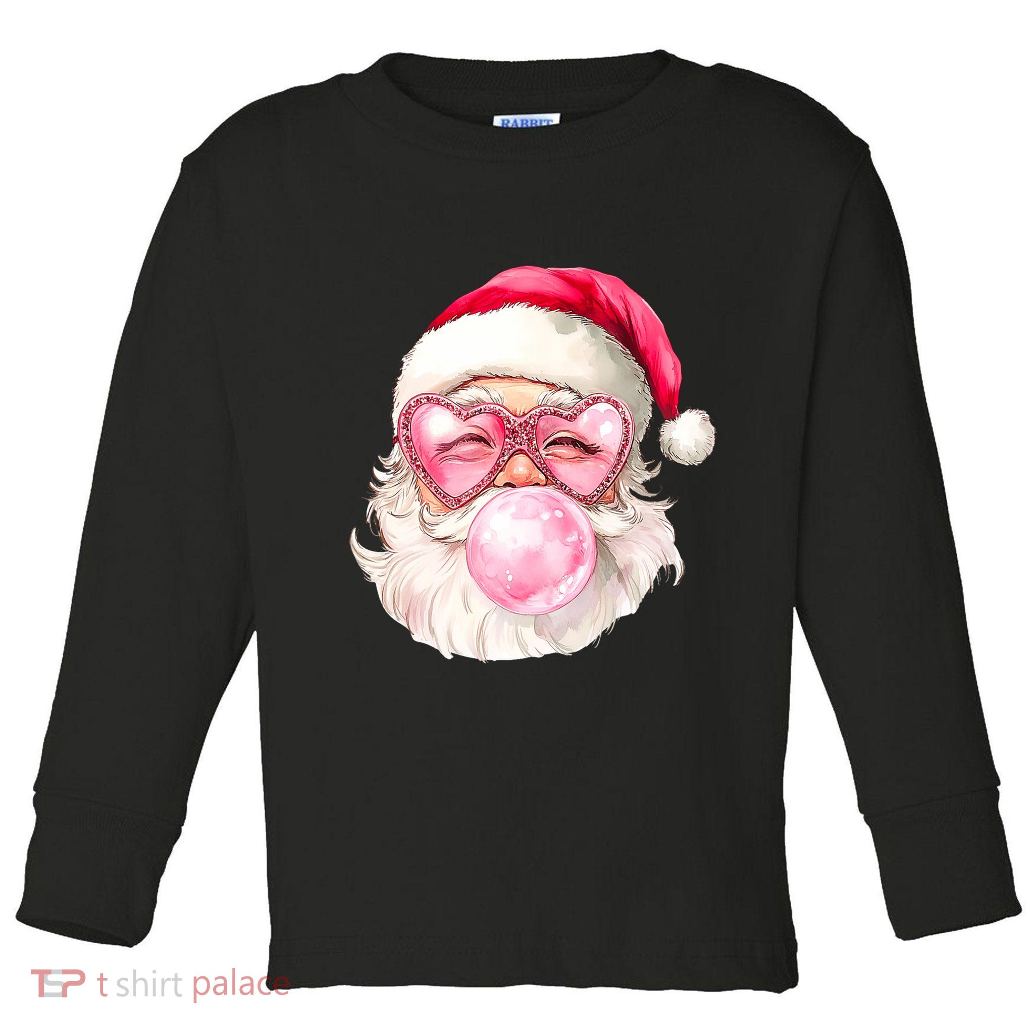 Vintage Retro Santa Christmas Bubble Gum Toddler Long Sleeve Shirt