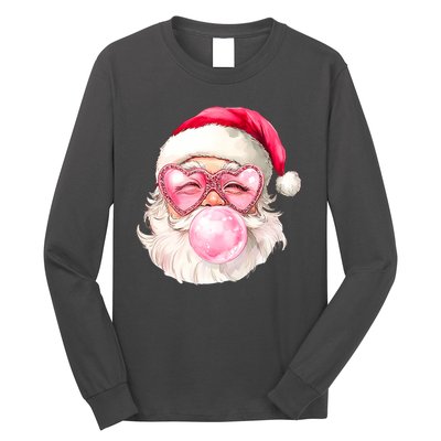 Vintage Retro Santa Christmas Bubble Gum Long Sleeve Shirt