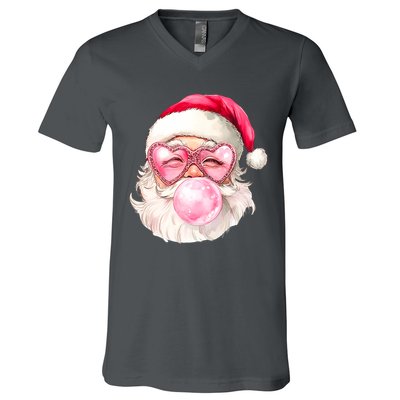 Vintage Retro Santa Christmas Bubble Gum V-Neck T-Shirt