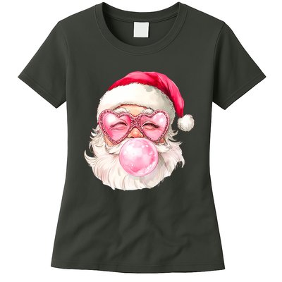 Vintage Retro Santa Christmas Bubble Gum Womens T-Shirt