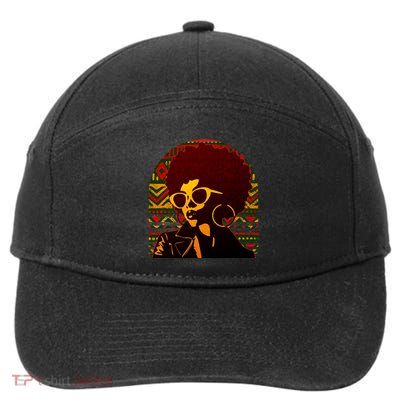 Vintage Retro Stylish Black African American Woman With Afro 7-Panel Snapback Hat