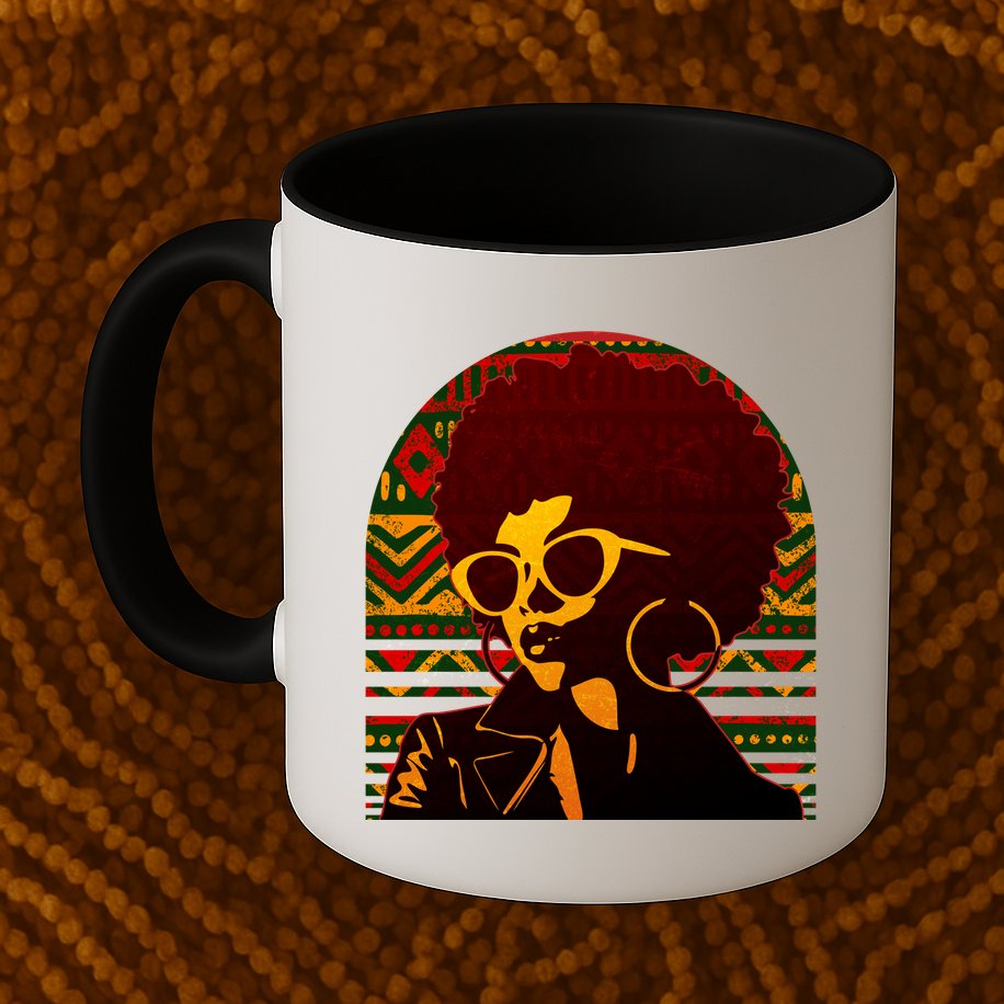 Vintage Retro Stylish Black African American Woman With Afro Mug