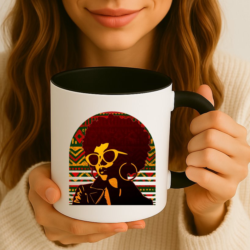 Vintage Retro Stylish Black African American Woman With Afro Mug
